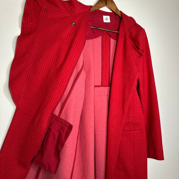 Cabi Red Houndstooth Trench Coat - Picture 6 of 15
